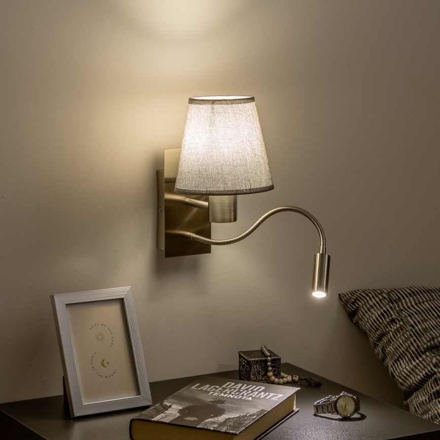 Brilagi - LED Rugalmas fali lámpa NUBILA 1xE27/25W/230V + LED/3W matt króm/szürke