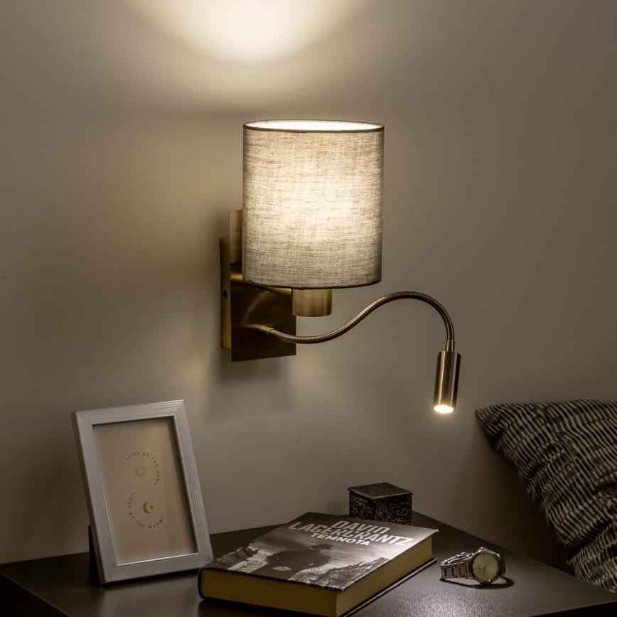 Brilagi - LED Rugalmas fali lámpa NUBILA 1xE27/25W/230V + LED/3W réz/antracit