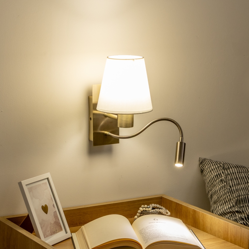 Brilagi - LED Rugalmas fali lámpa NUBILA 1xE27/25W/230V + LED/3W réz/fehér