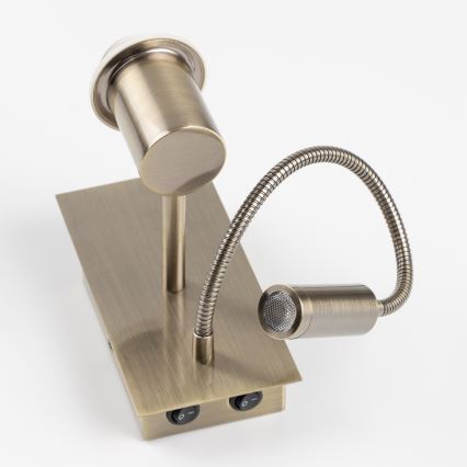 Brilagi - LED Rugalmas fali lámpa NUBILA 1xE27/25W/230V + LED/3W réz/fehér