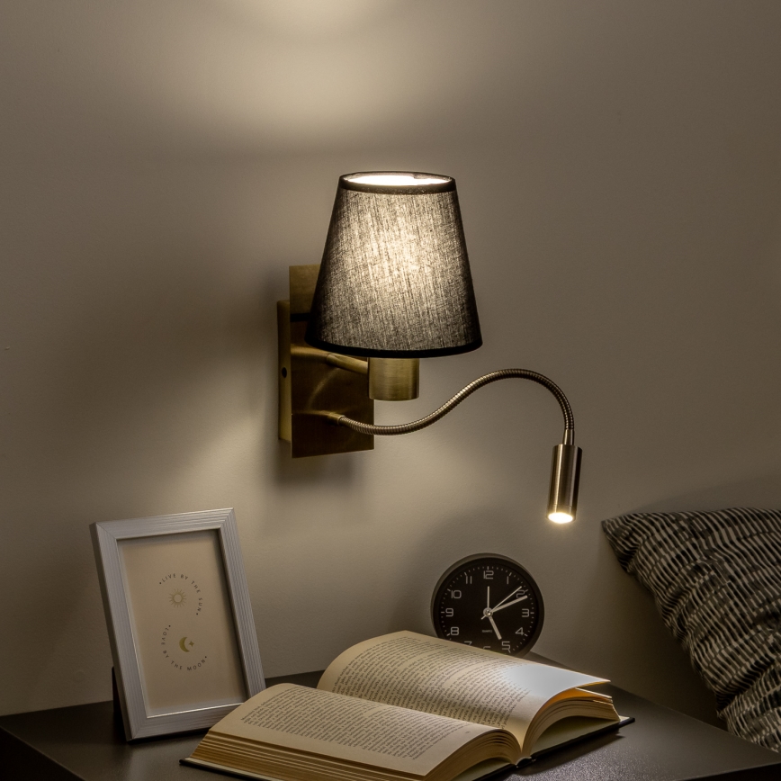 Brilagi - LED Rugalmas fali lámpa NUBILA 1xE27/25W/230V + LED/3W réz/fekete