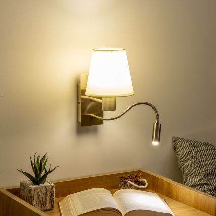 Brilagi - LED Rugalmas fali lámpa NUBILA 1xE27/25W/230V + LED/3W réz/krémes