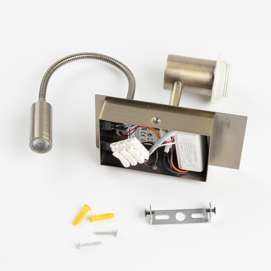 Brilagi - LED Rugalmas fali lámpa NUBILA 1xE27/25W/230V + LED/3W réz/lila