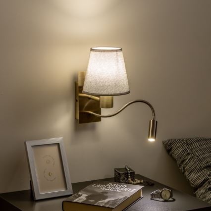 Brilagi - LED Rugalmas fali lámpa NUBILA 1xE27/25W/230V + LED/3W réz/szürke