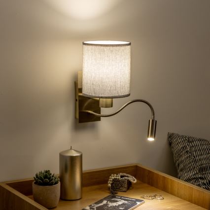 Brilagi - LED Rugalmas fali lámpa NUBILA 1xE27/25W/230V + LED/3W réz/szürke