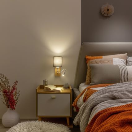 Brilagi - LED Rugalmas fali lámpa NUBILA WOOD 1xE27/25W/230V + LED/3W tölgy/antracit