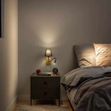 Brilagi - LED Rugalmas fali lámpa NUBILA WOOD 1xE27/25W/230V + LED/3W tölgy/fekete