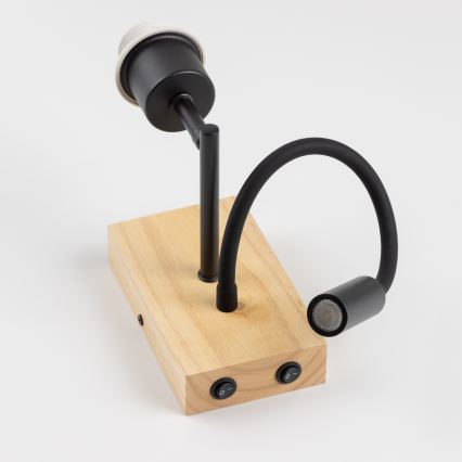 Brilagi - LED Rugalmas fali lámpa NUBILA WOOD 1xE27/25W/230V + LED/3W tölgy/fekete