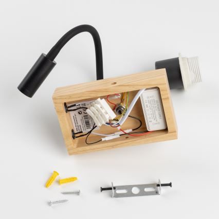 Brilagi - LED Rugalmas fali lámpa NUBILA WOOD 1xE27/25W/230V + LED/3W tölgy/fekete