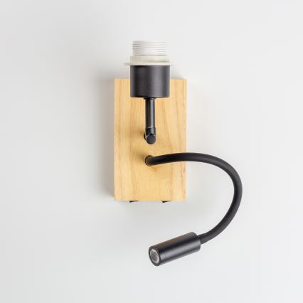 Brilagi - LED flexibilis falilámpa NUBILA WOOD 1xE27/25W/230V + LED/3W tölgy/fekete/sárga