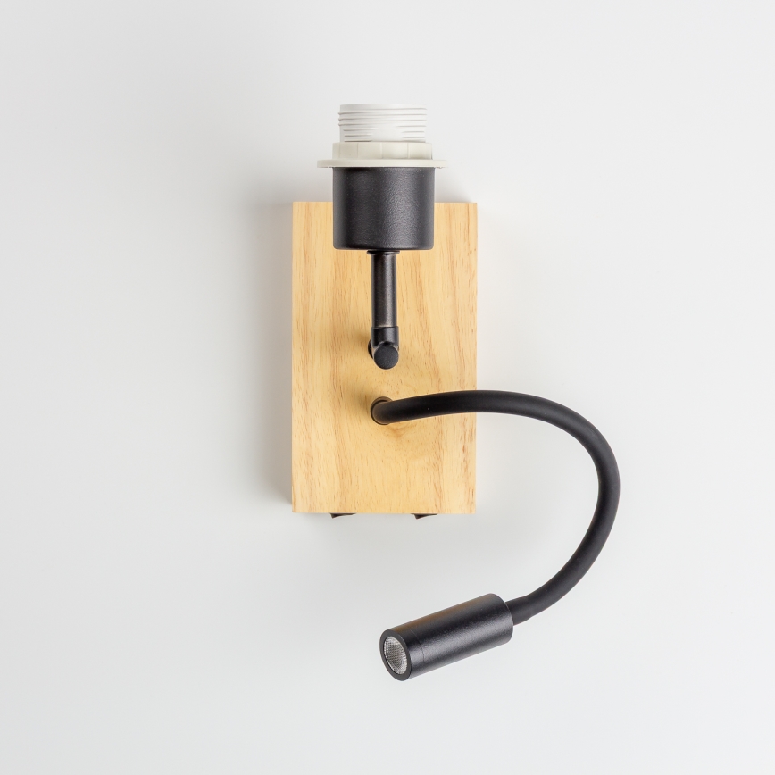 Brilagi - LED flexibilis falilámpa NUBILA WOOD 1xE27/25W/230V + LED/3W tölgy/fekete/sárga