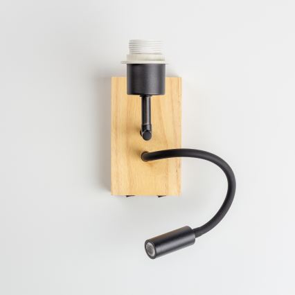 BRILAGI - LED flexibilis fali lámpa NUBILA WOOD 1xE27/25W/230V + LED/3W tölgy/fekete/világosszürke