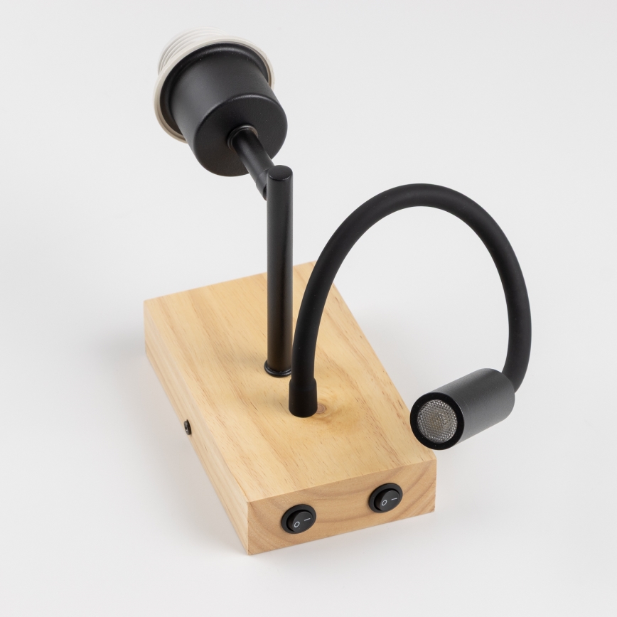 Brilagi - LED Rugalmas fali lámpa NUBILA WOOD 1xE27/25W/230V + LED/3W tölgy/Pompeiai piros