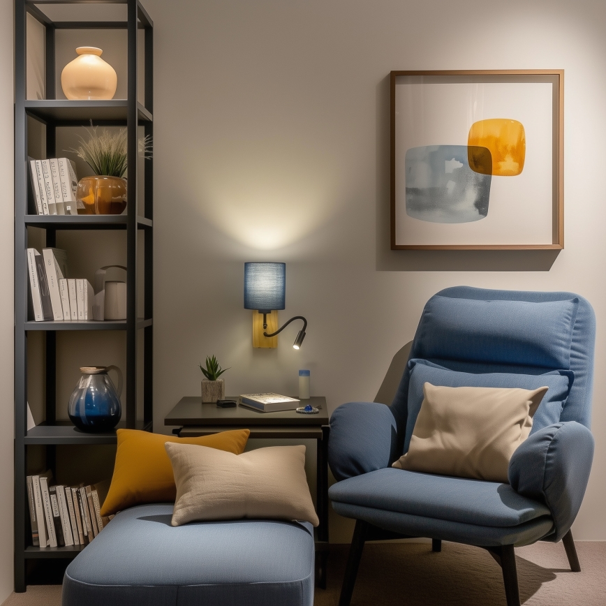 Brilagi - LED Rugalmas fali lámpa NUBILA WOOD 1xE27/25W/230V + LED/3W tölgy/sötét kék