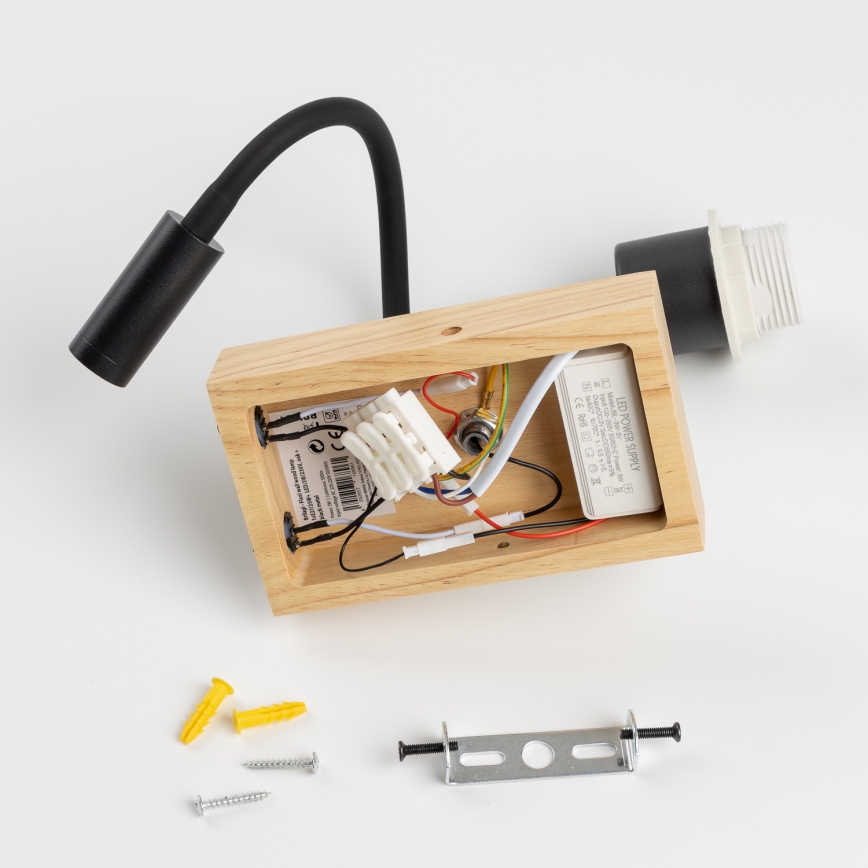 Brilagi - LED Rugalmas fali lámpa NUBILA WOOD 1xE27/25W/230V + LED/3W tölgy/sötét kék