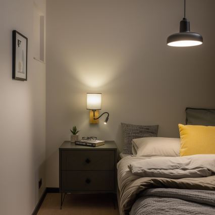 Brilagi - LED Rugalmas fali lámpa NUBILA WOOD 1xE27/25W/230V + LED/3W tölgy/szürke