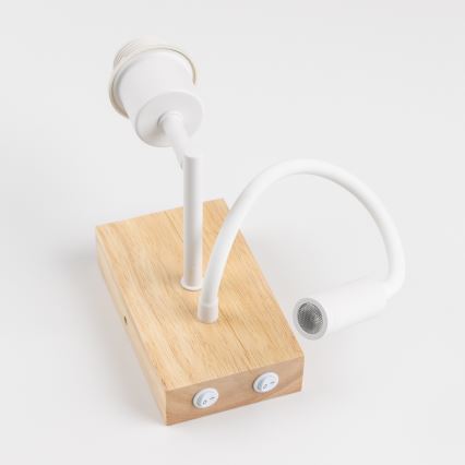 Brilagi - LED Rugalmas fali lámpa NUBILA WOOD 1xE27/25W/230V + LED/3W tölgy/világosbarna