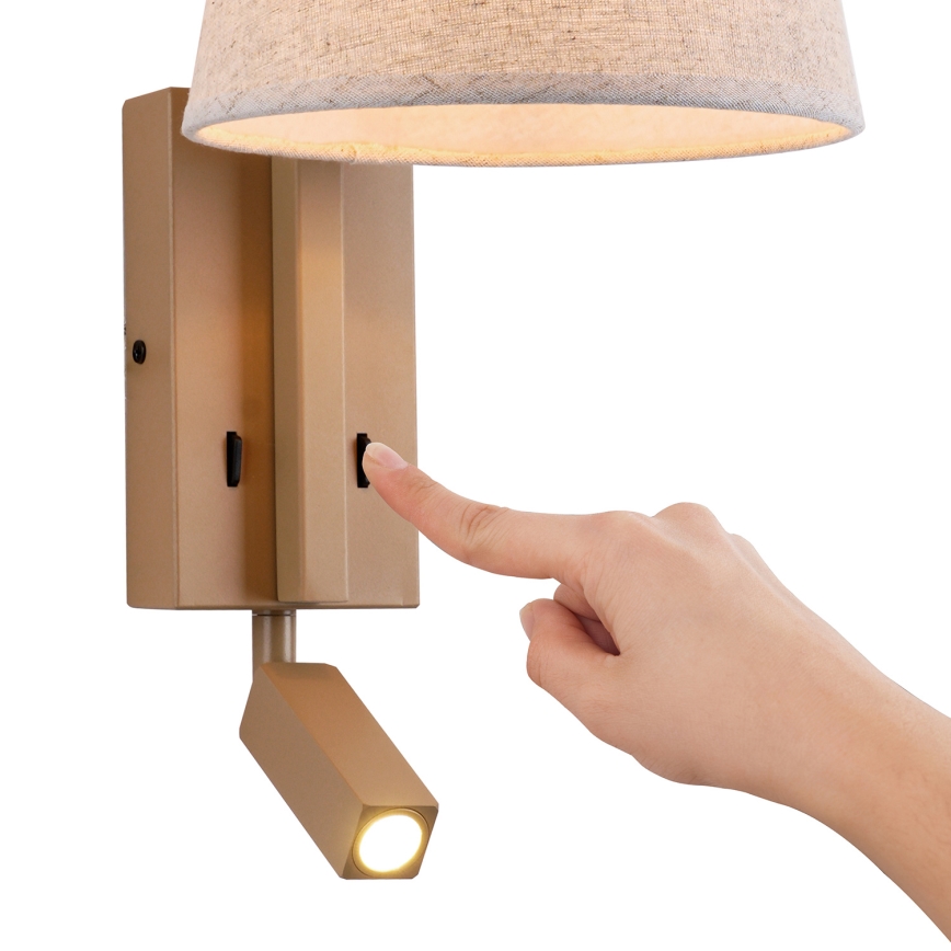 Brilagi - LED Fali lámpa RAYA 1xE14/40W/230V + LED/3W len/bézs