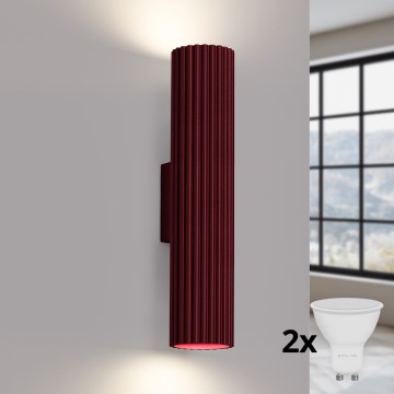Brilagi - LED fali lámpatest CRESTO 2xGU10/10W/230V 30 cm bordó