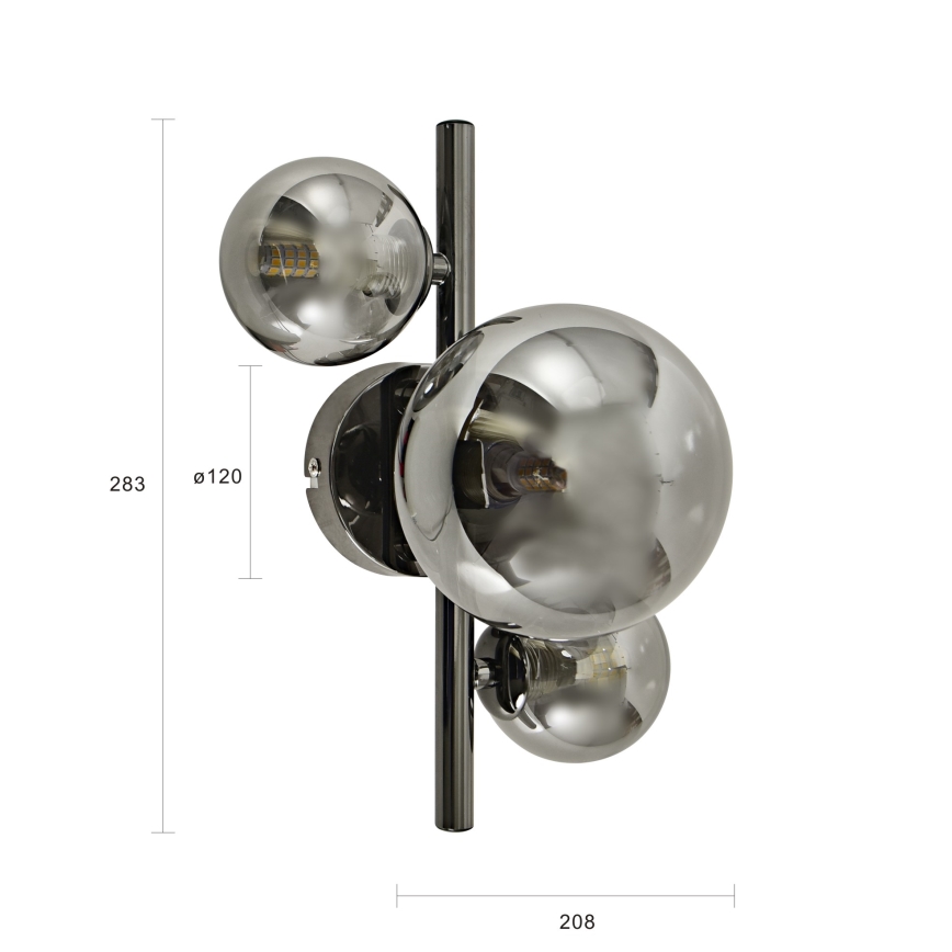 Brilagi - LED fali lámpatest MILLA 3xG9/3W/230V fekete króm/füstszínű