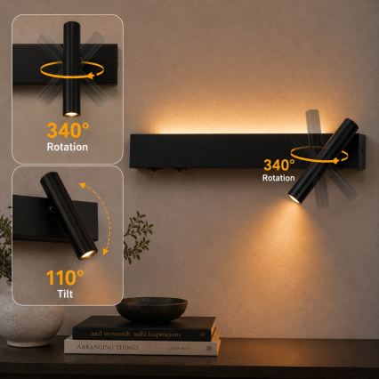 Brilagi - LED fali spotlámpa ARLIX LED/3W/230V + LED/7W fekete CRI 90