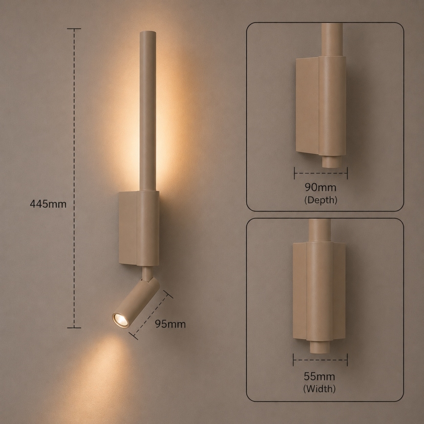 Brilagi - LED fali spotlámpa VIXON LED/3W/230V + LED/5W bézs CRI 90