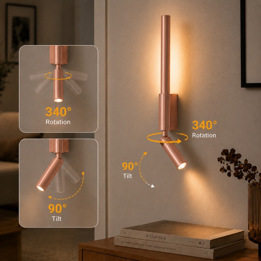 Brilagi - LED fali spotlámpa VIXON LED/3W/230V + LED/5W bronz CRI 90