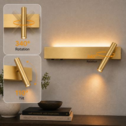 Brilagi - LED fali spotlámpa VIXON LED/3W/230V + LED/7W arany CRI 90