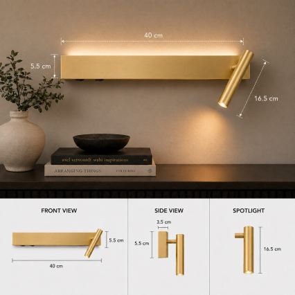 Brilagi - LED fali spotlámpa VIXON LED/3W/230V + LED/7W arany CRI 90