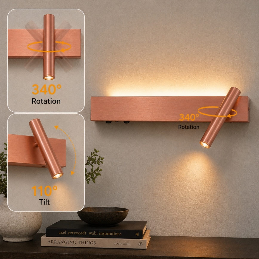 Brilagi - VIXON LED fali spotlámpa LED/3W/230V + LED/7W, bronz, CRI 90