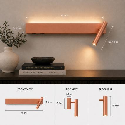 Brilagi - VIXON LED fali spotlámpa LED/3W/230V + LED/7W, bronz, CRI 90
