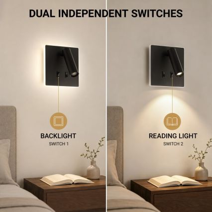 BRILAGI - LED fali spotlámpa ZAYA DOUBLE LED/8W/230V + LED/3W fekete