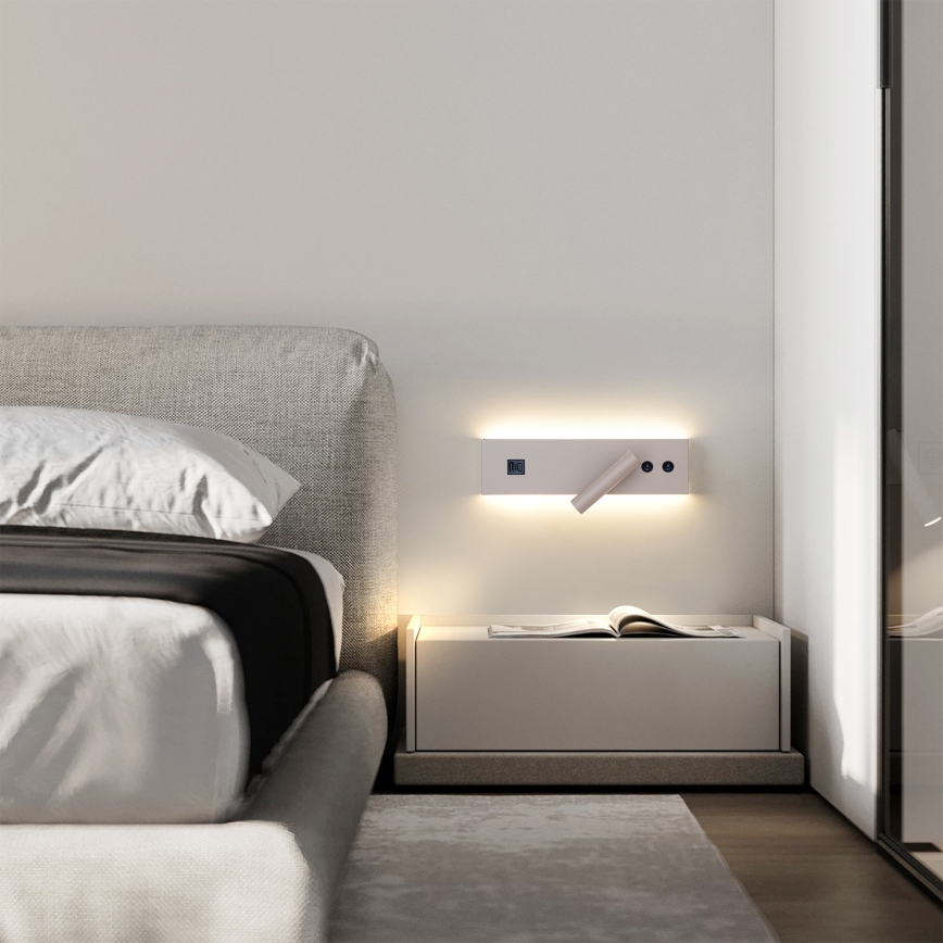 Brilagi - NOCTIS LED fali spotlámpa USB-porttal, LED/3W/230V + LED/9W, bézs