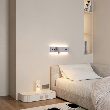 Brilagi - NOCTIS LED fali spotlámpa USB-porttal, LED/3W/230V + LED/9W, bézs