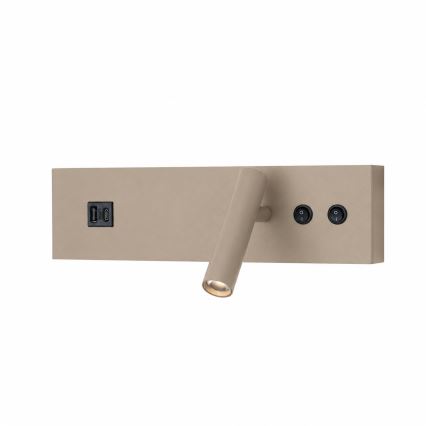 Brilagi - NOCTIS LED fali spotlámpa USB-porttal, LED/3W/230V + LED/9W, bézs