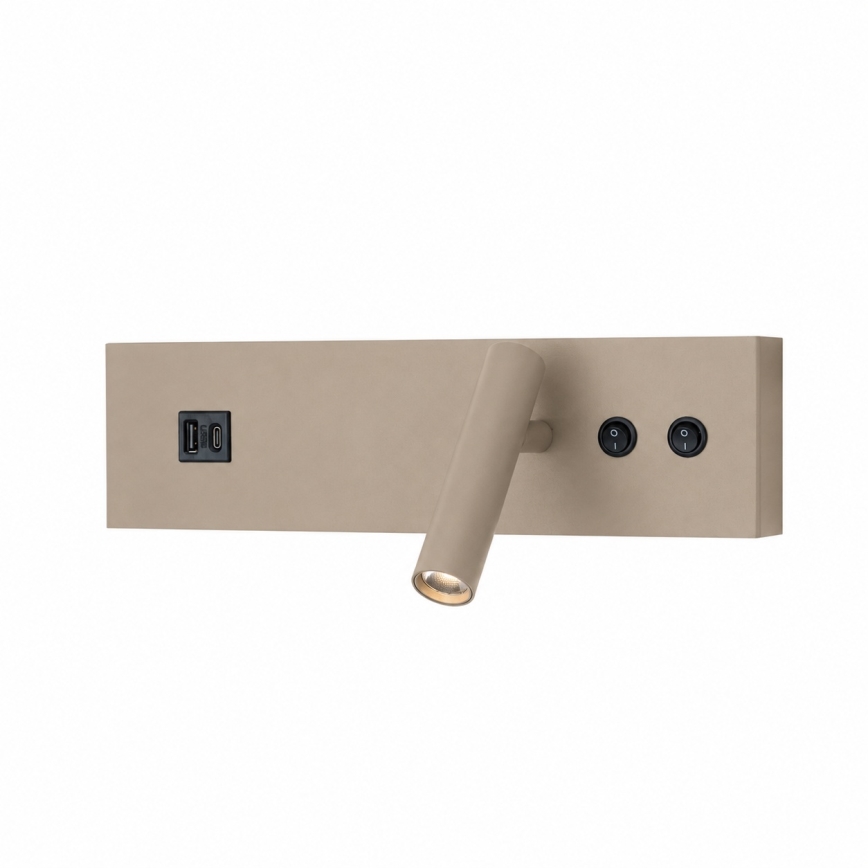 Brilagi - NOCTIS LED fali spotlámpa USB-porttal, LED/3W/230V + LED/9W, bézs