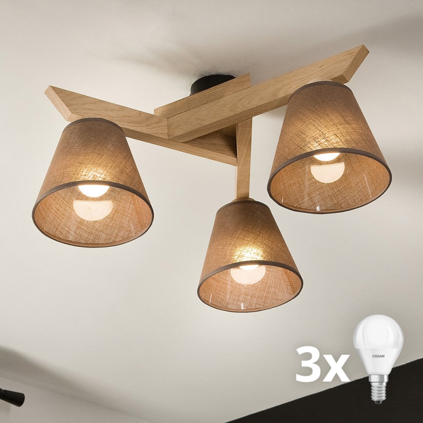 Brilagi - LED  Felületre szerelhető csillár  ANTHONY 3xE14/40W/230V tölgy/barna