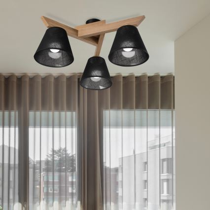 Brilagi - LED  Felületre szerelhető csillár  ANTHONY 3xE14/40W/230V tölgy/fekete