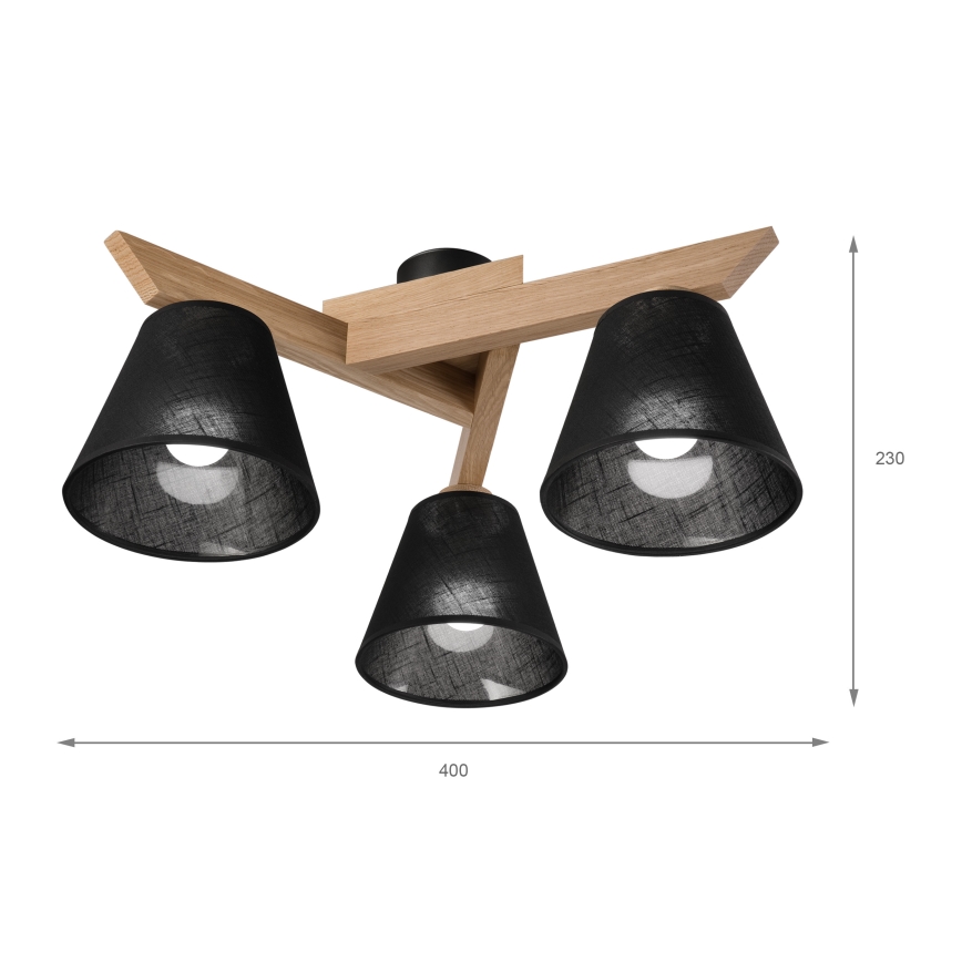 Brilagi - LED  Felületre szerelhető csillár  ANTHONY 3xE14/40W/230V tölgy/fekete