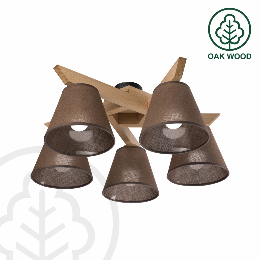 Brilagi - LED  Felületre szerelhető csillár  ANTHONY 5xE14/40W/230V tölgy/barna