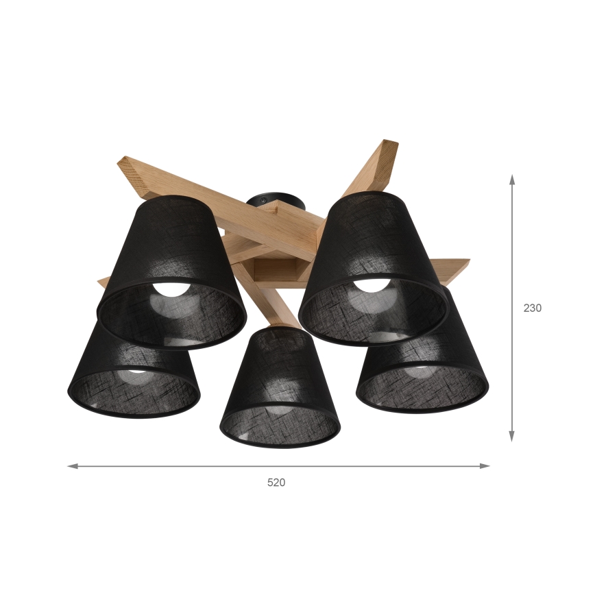 Brilagi - LED  Felületre szerelhető csillár  ANTHONY 5xE14/40W/230V tölgy/fekete