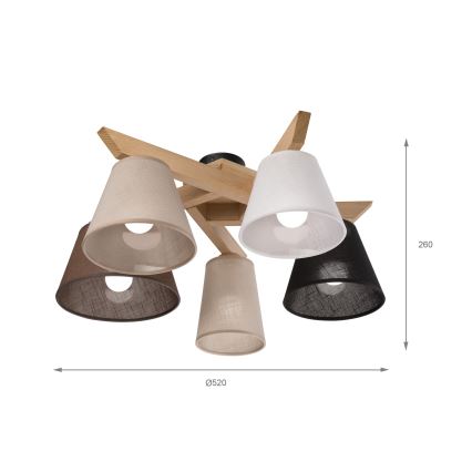 Brilagi - LED  Felületre szerelhető csillár  ANTHONY 5xE14/40W/230V tölgy