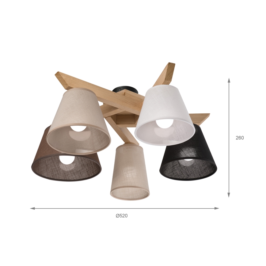 Brilagi - LED  Felületre szerelhető csillár  ANTHONY 5xE14/40W/230V tölgy