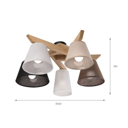 Brilagi - LED  Felületre szerelhető csillár  ANTHONY 5xE14/40W/230V tölgy