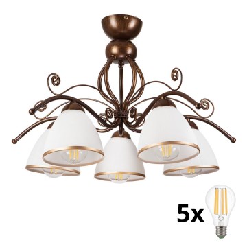 Brilagi - LED Felületre szerelhető csillár ANTICO 5xE27/60W/230V bronz patina