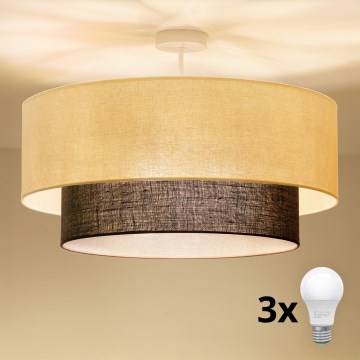 Brilagi - LED felületre szerelhető csillár BOHO STYLE 3xE27/15W/230V átmérő 60 cm krémszínű/barna