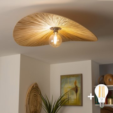 Brilagi - LED felületre szerelhető csillár CERIA BOHO 1xE27/40W/230V Ø 80 cm raffia