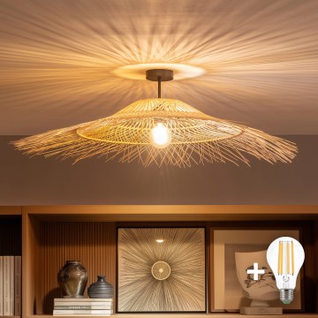 Brilagi - LED felületre szerelhető csillár CERIA BOHO 1xE27/60W/230V átm. 100 cm fekete/bézs