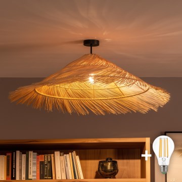 Brilagi - LED felületre szerelhető csillár CERIA BOHO 1xE27/60W/230V átm. 100 cm fekete/bézs