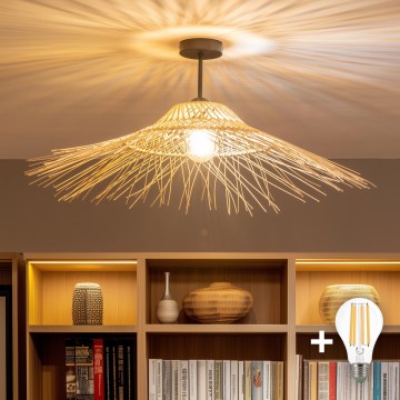 Brilagi - LED felületre szerelhető csillár CERIA BOHO 1xE27/60W/230V átm. 70 cm fekete/bézs